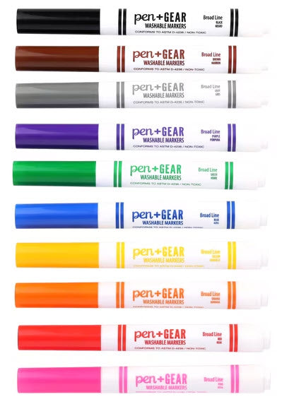 PEN + GEAR ASSORTED WASHABLE BROAD LINE MARKERS
