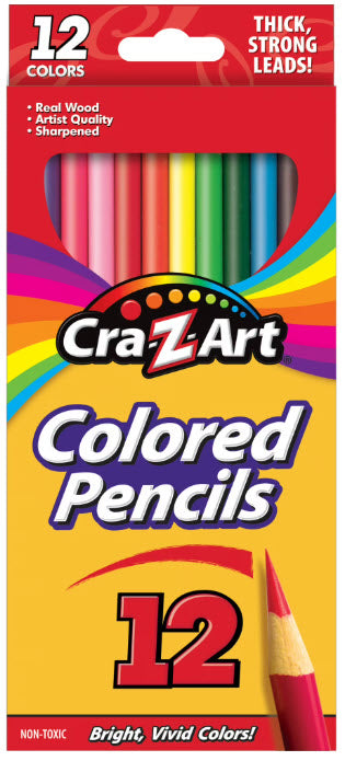 CRA-Z-ART COLORED PENCILS - 12 ASSORTED COLORS