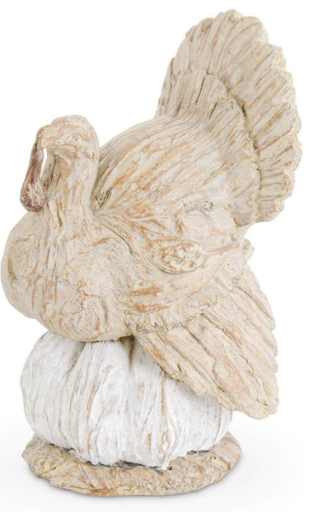 K&K INTERIORS 9.5" TURKEY ON WHITE PUMPKIN