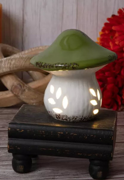 CERAMIC LIGHT UP MUSHROOM FIGURINE - ASSORTED