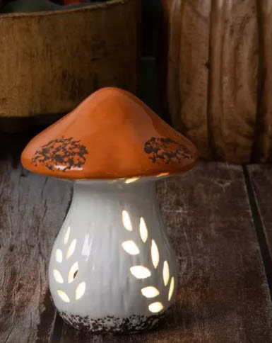 CERAMIC LIGHT UP MUSHROOM FIGURINE - ASSORTED