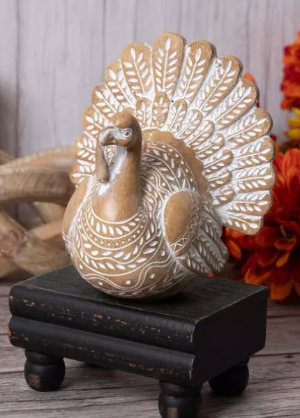 RESIN BROWN & WHITE TURKEY