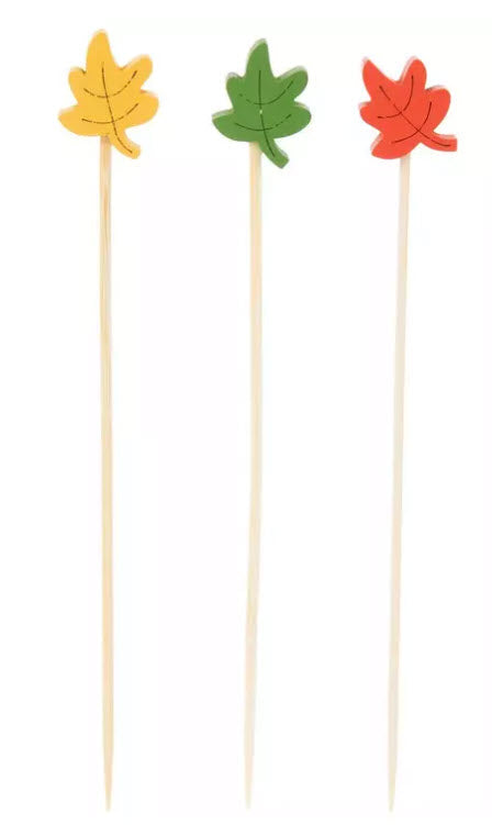 FALL LEAF AND PUMPKIN BAMBOO SKEWERS - 10 CT.