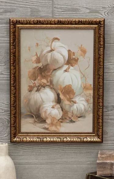 STACKED PUMPKINS FRAMED WALL DECOR