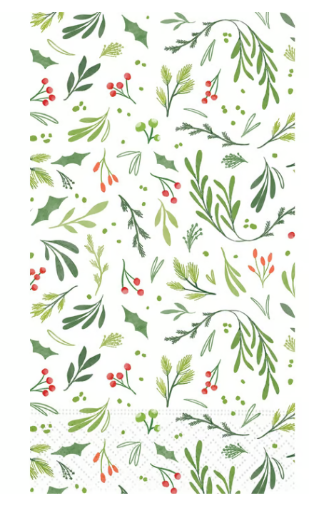 FESTIVE GREENERY GUEST TOWEL NAPKIN