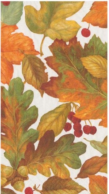 CASPARI AUTUMN LEAVES 2 GUEST TOWEL PAPER NAPKINS 8.5" x 4.5"
