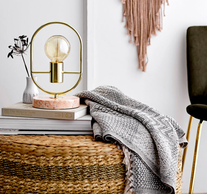 COTTON BLEND KNIT THROW - GREY AND CREAM