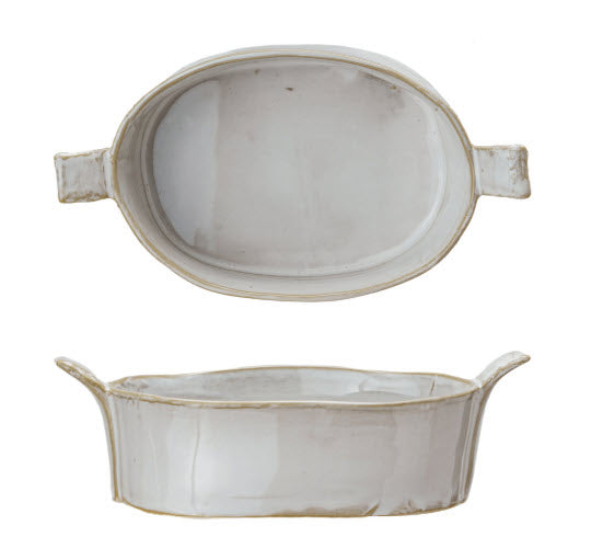 7oz. WHITE STONEWARE MINI BAKER WITH HANDLES