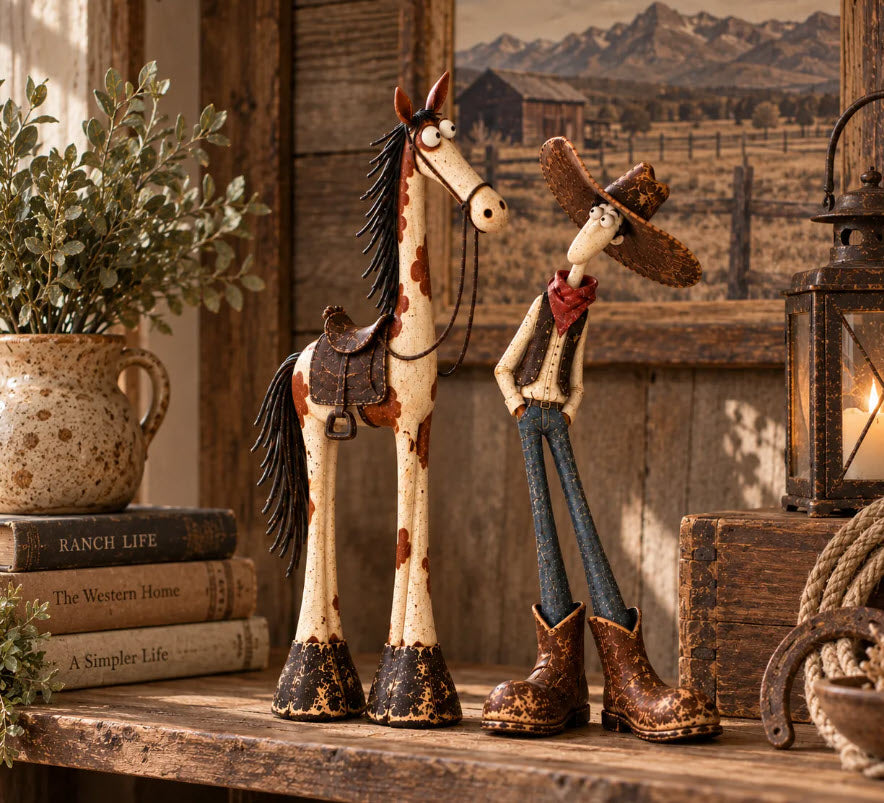 WACKY WESTERN COWBOY AND HORSE FIGURINES