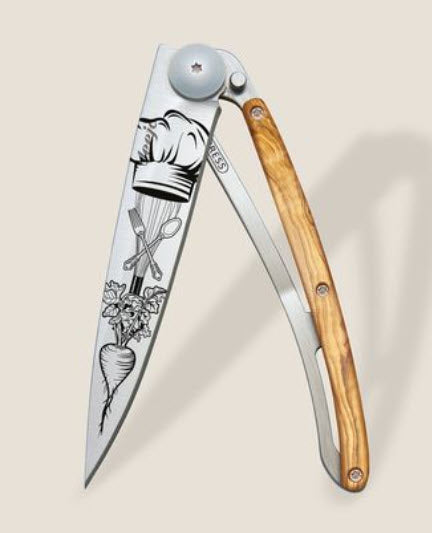 DEEJO KNIVES - 37G OLIVE WOOD/CHEFF