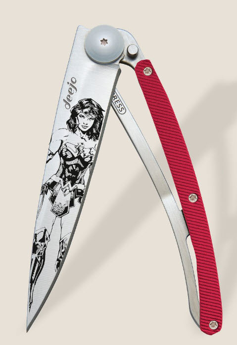 DEEJO KNIVES - 37G RED ALUMINUM / WONDER WOMAN