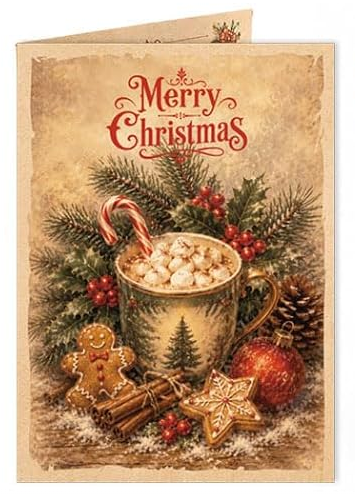 WINTERY VINTAGE STYLE CHRISTMAS CARDS - 5x7