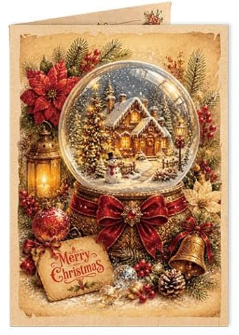 WINTERY VINTAGE STYLE CHRISTMAS CARDS - 5x7