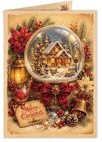 WINTERY VINTAGE STYLE CHRISTMAS CARDS - 5x7