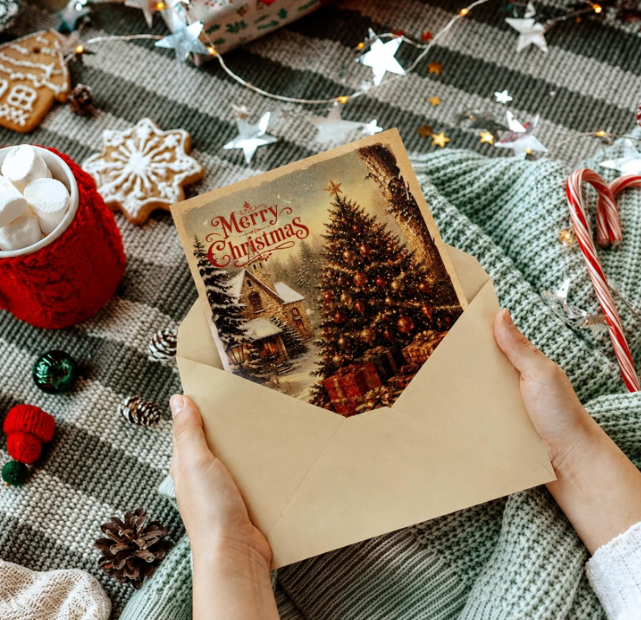 WINTERY VINTAGE STYLE CHRISTMAS CARDS - 5x7