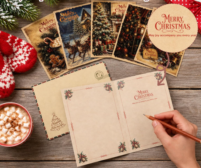 WINTERY VINTAGE STYLE CHRISTMAS CARDS - 5x7