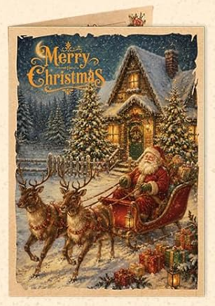 WINTERY VINTAGE STYLE CHRISTMAS CARDS - 5x7