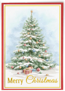GOLD FOIL GLITTER "MERRY CHRISTMAS" WATERCOLOR CHRISTMAS CARDS - 4 3/4" x 7