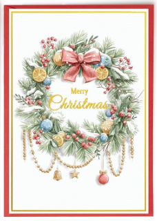 GOLD FOIL GLITTER "MERRY CHRISTMAS" WATERCOLOR CHRISTMAS CARDS - 4 3/4" x 7