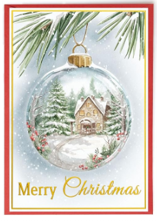 GOLD FOIL GLITTER "MERRY CHRISTMAS" WATERCOLOR CHRISTMAS CARDS - 4 3/4" x 7