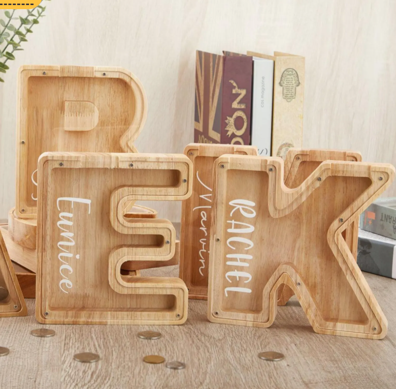 WOOD LETTER BANK - ASSORTED