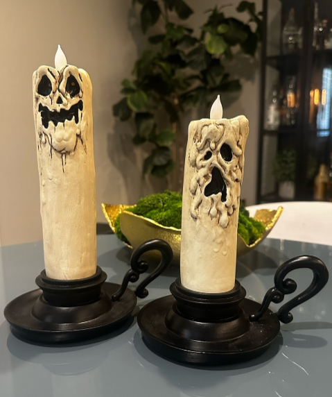 VINTAGE MELTING FACE GHOST BATTERY CANDLES - ASSORTED
