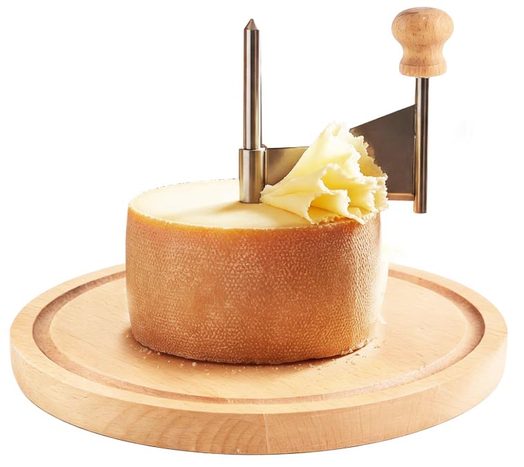 STAINLESS STEEL CHEESE CURLER WITH BAMBOO BASE