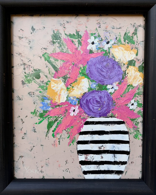 RON YORK ORIGINAL ARTWORK - STRIPED VASE 20x16