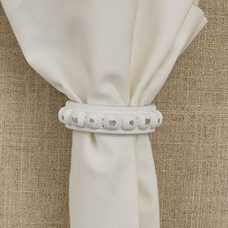 SUN WASHED BEAD NAPKIN RING - WHITE