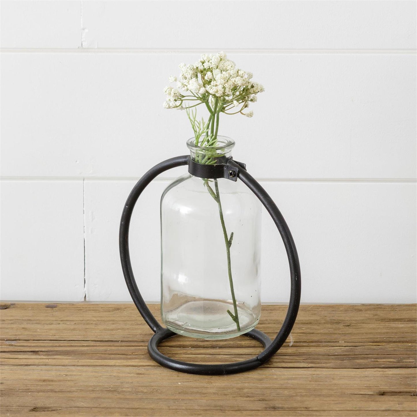 STEM VASE WITH BLACK METAL STAND - ASSORTED