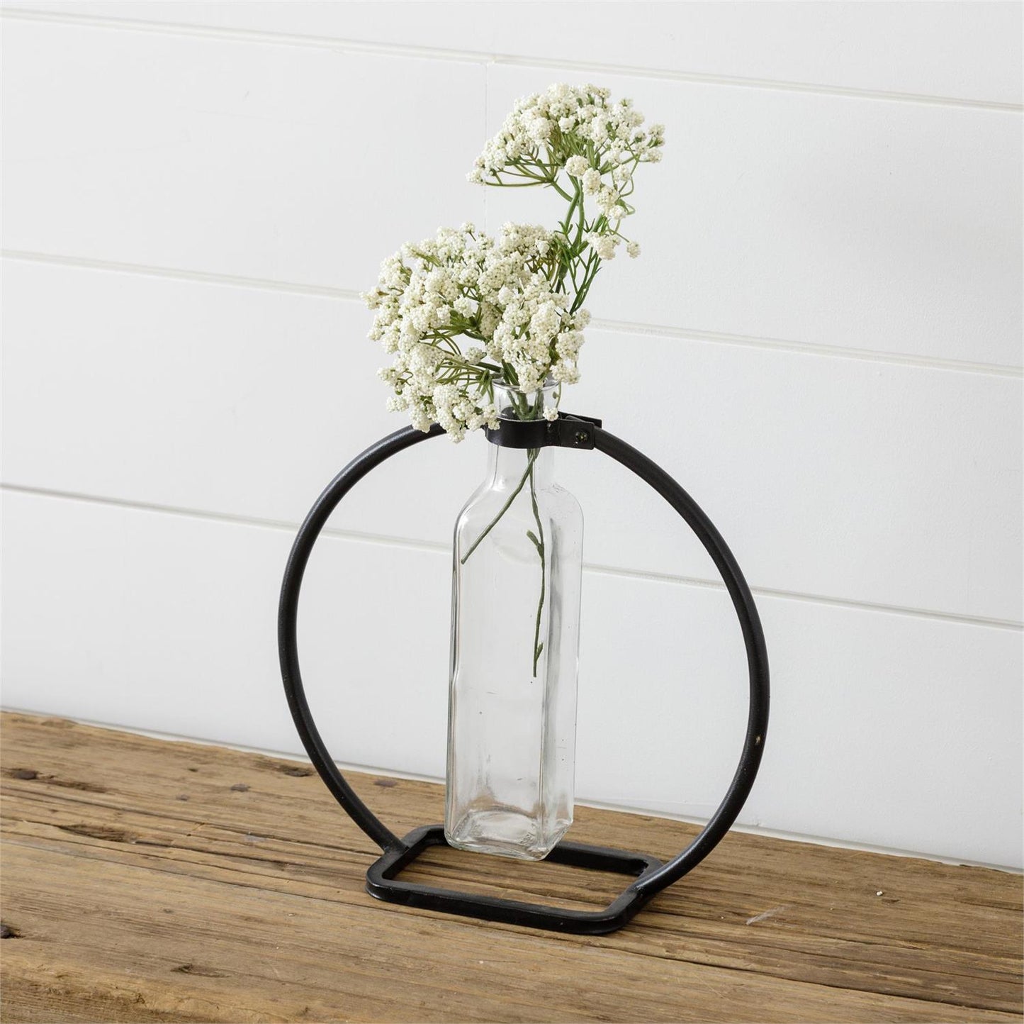 STEM VASE WITH BLACK METAL STAND - ASSORTED