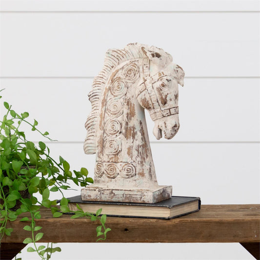 DISTRESSED HORSE HEAD FIGURE 11.5"H x 8"W x 4.5"D