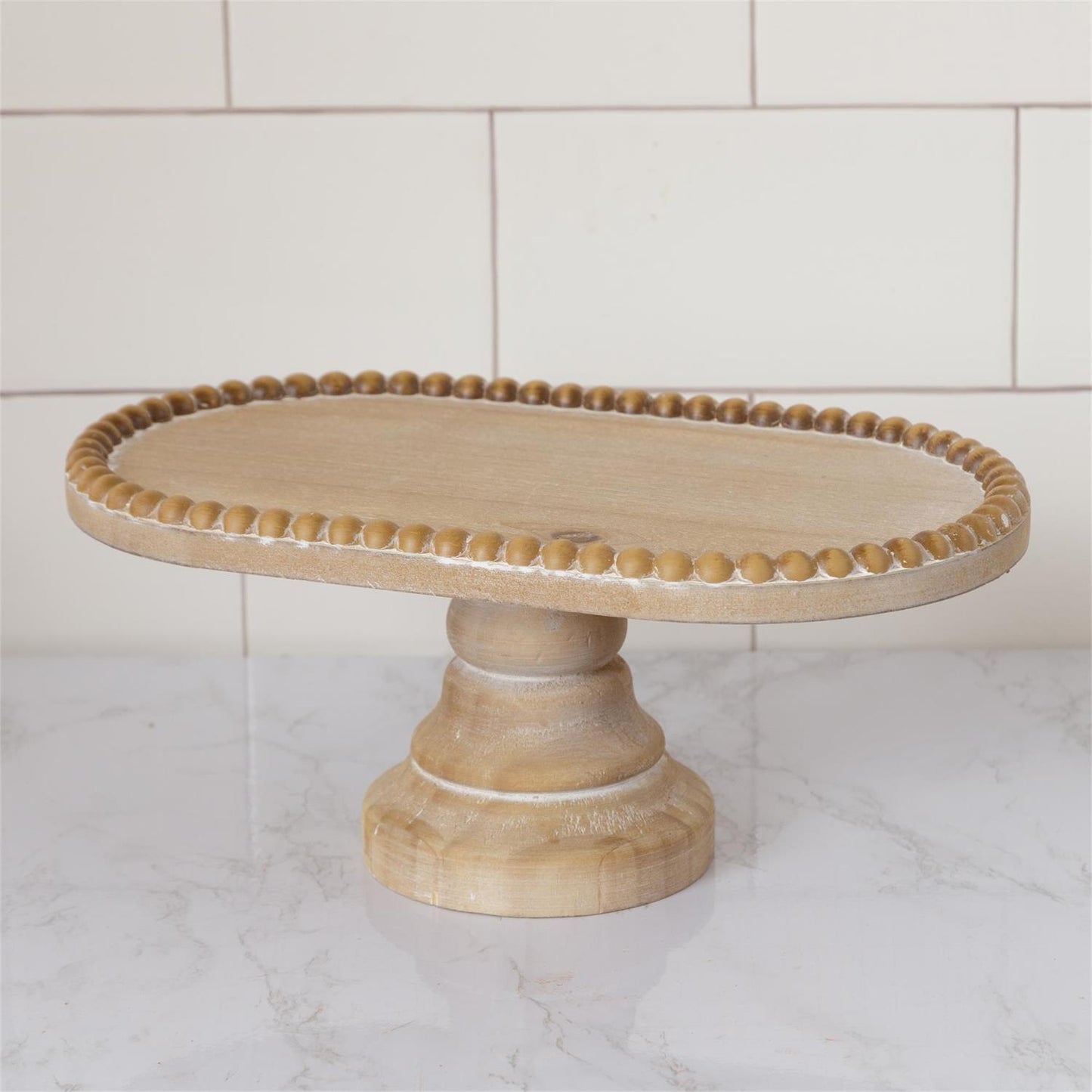 BEADED PEDESTAL TRAY 5.75" H x 13" W x 8" D