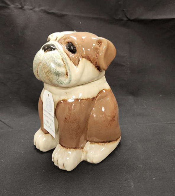 CERAMIC BULLDOG CANISTER