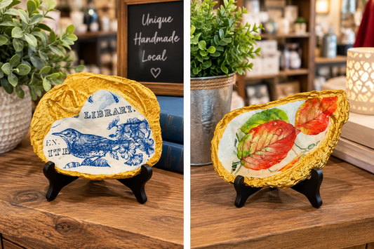 SUSAN GULLEY'S LOCALLY MADE DECOUPAGE OYSTER SHELLS