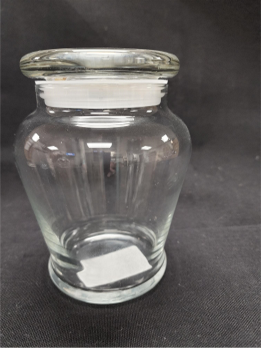 SMALL GLASS APOTHECARY JAR WITH LID