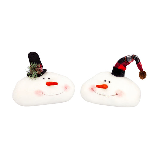 WINTER TARTAN SNOWMAN HEADS - ASSORTED