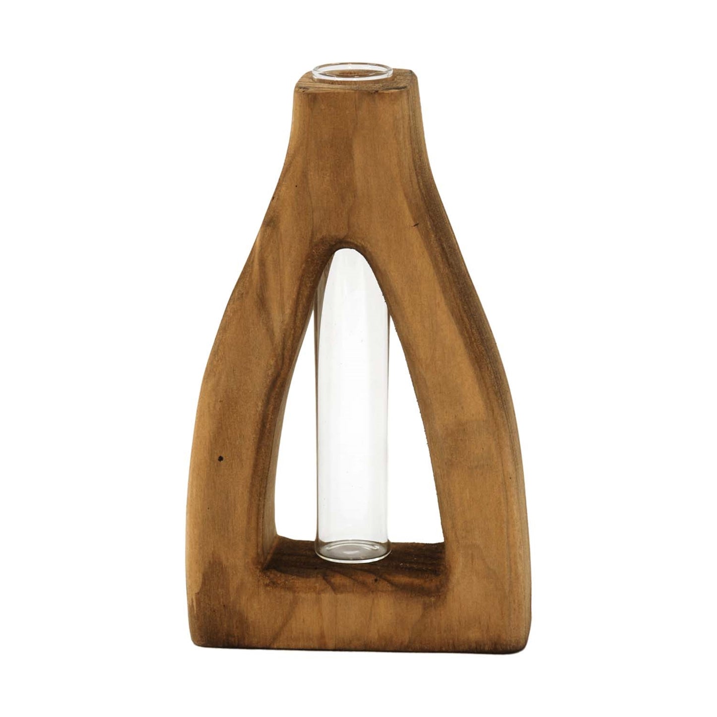 SMALL OPEN WOOD STEM VASE