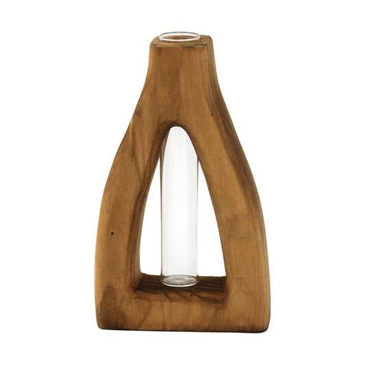 SMALL OPEN WOOD STEM VASE