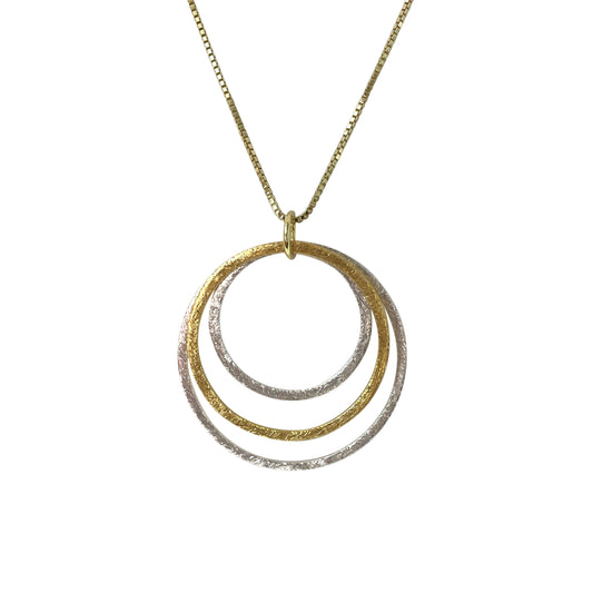 ABW DESIGNS GOLD VERMEIL AND STERLING SILVER CONCENTRIC CIRLES NECKLACE