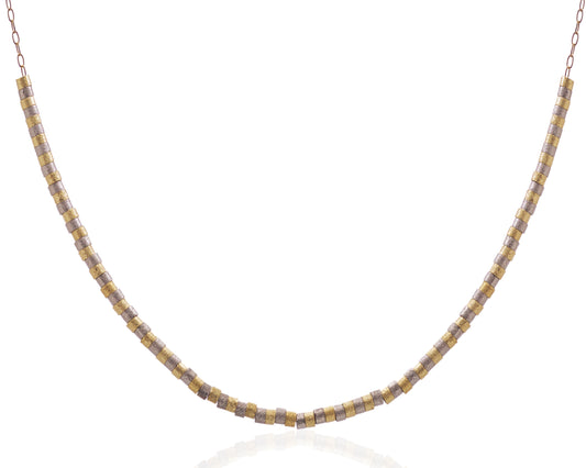 ABW DESIGNS GOLD VERMEIL & STERLING SILVER BEADED CHAIN NECKLACE 18"-20"