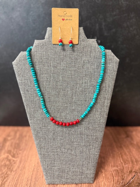 JANNIES JEWELS - 150 TURQUOISE AND CORAL EARRINGS