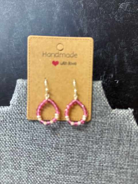 JANNIES JEWELS - 134 SILVER SPINEL AND PINK OPAL EARRINGS