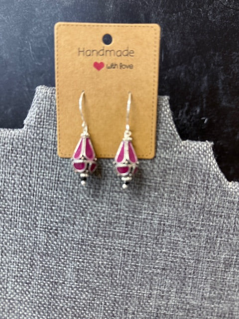 JANNIES JEWELS - 148 SILVER DROP PLUM EARRINGS
