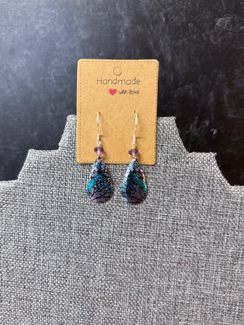JANNIES JEWELS - 118 SILVER BUTTERLY WING EARRINGS WITH AMETHYST
