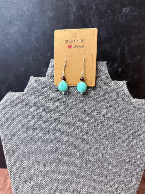 JANNIES JEWELS - 201 SILVER HOWLITE TURQUOISE EARRINGS