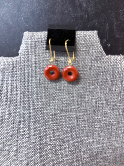 JANNIES JEWELS 128 RED AGATE EARRINGS