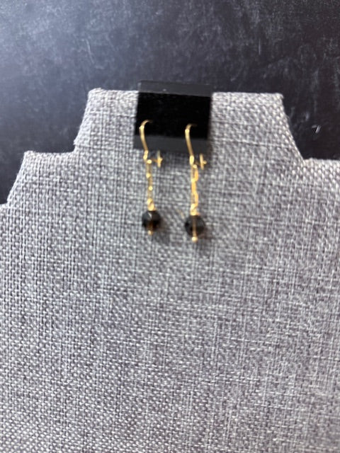 JANNIES JEWELS 136 GOLD SMOKEY QUARTZ EARRINGS