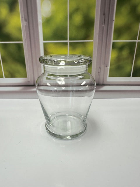 6" TALL GLASS CANDLE JAR WITH FLAT GLASS LID