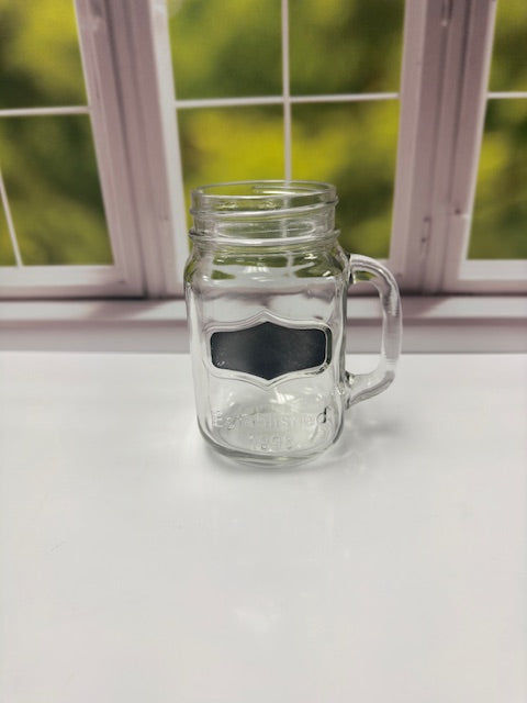 MASON JAR MUG WITH CHALKBOARD LABEL